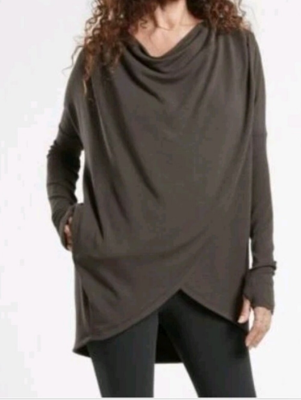 {L} Athleta Purana Wrap Hoodie Sweatshirt Walnut Brown